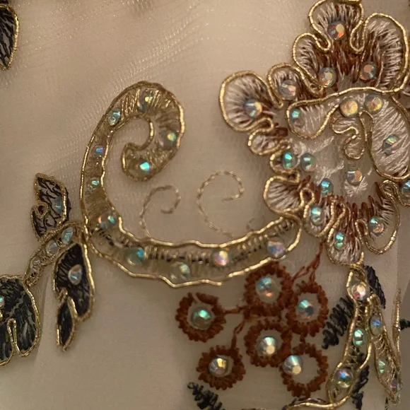 JVN by Jovani - Size 10 (w/ corset back can adjust up/down a size). Off-white - Picture 7 of 9